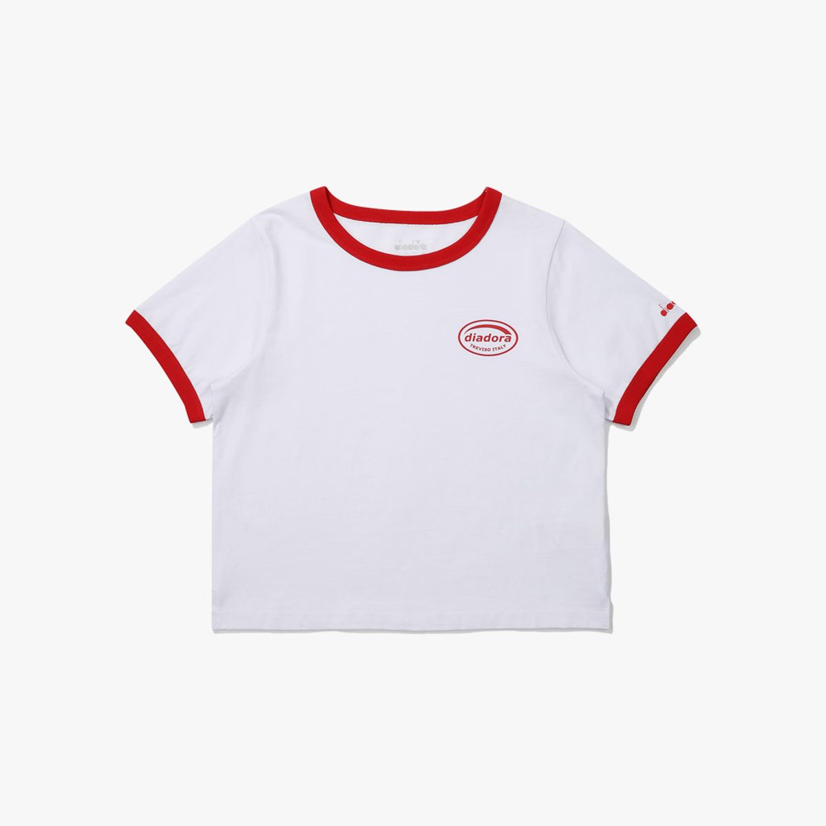 디아도라(diadora) 위켄드 링거 반팔 티셔츠 우먼 WHITE