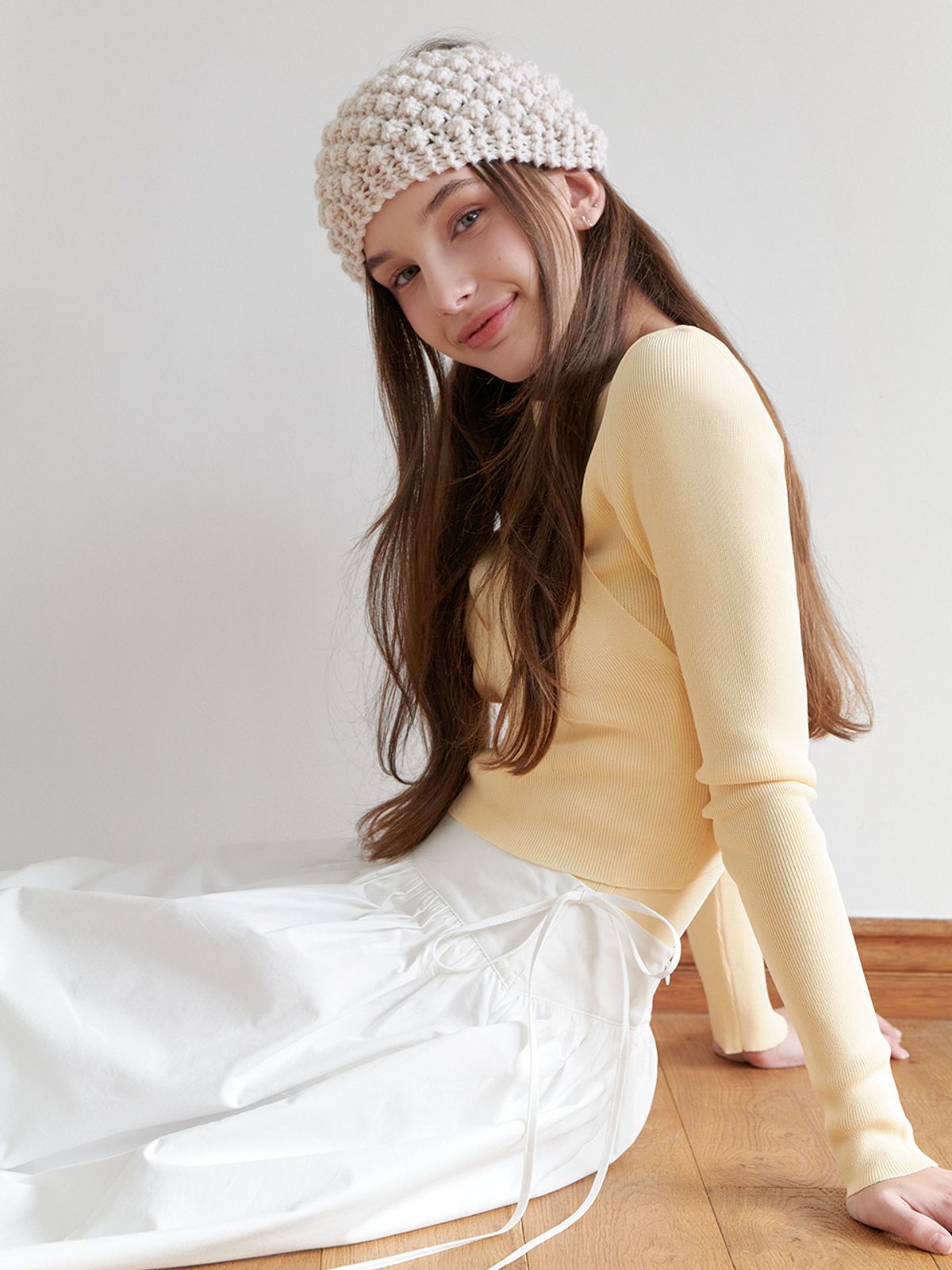 리엘(RE L) Heidi shirring skirt (white)