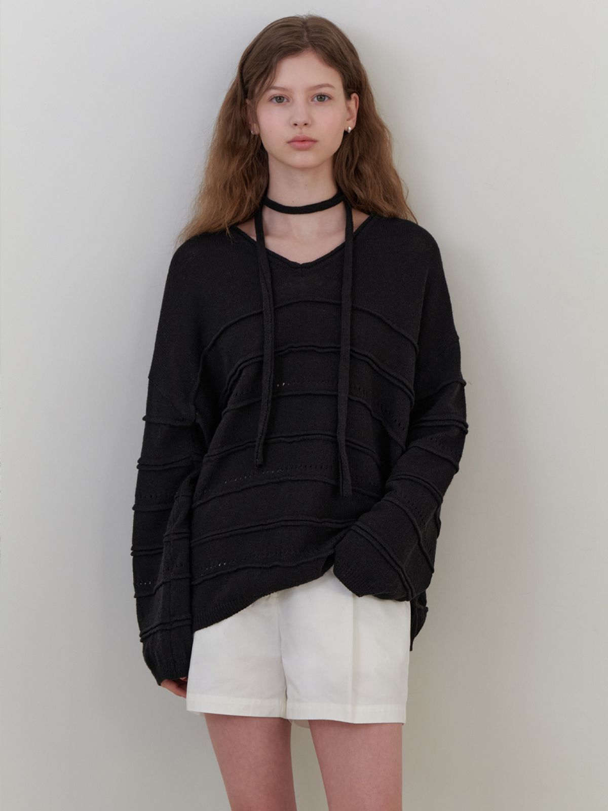 리엘(RE L) Soup overfit v knit (black)