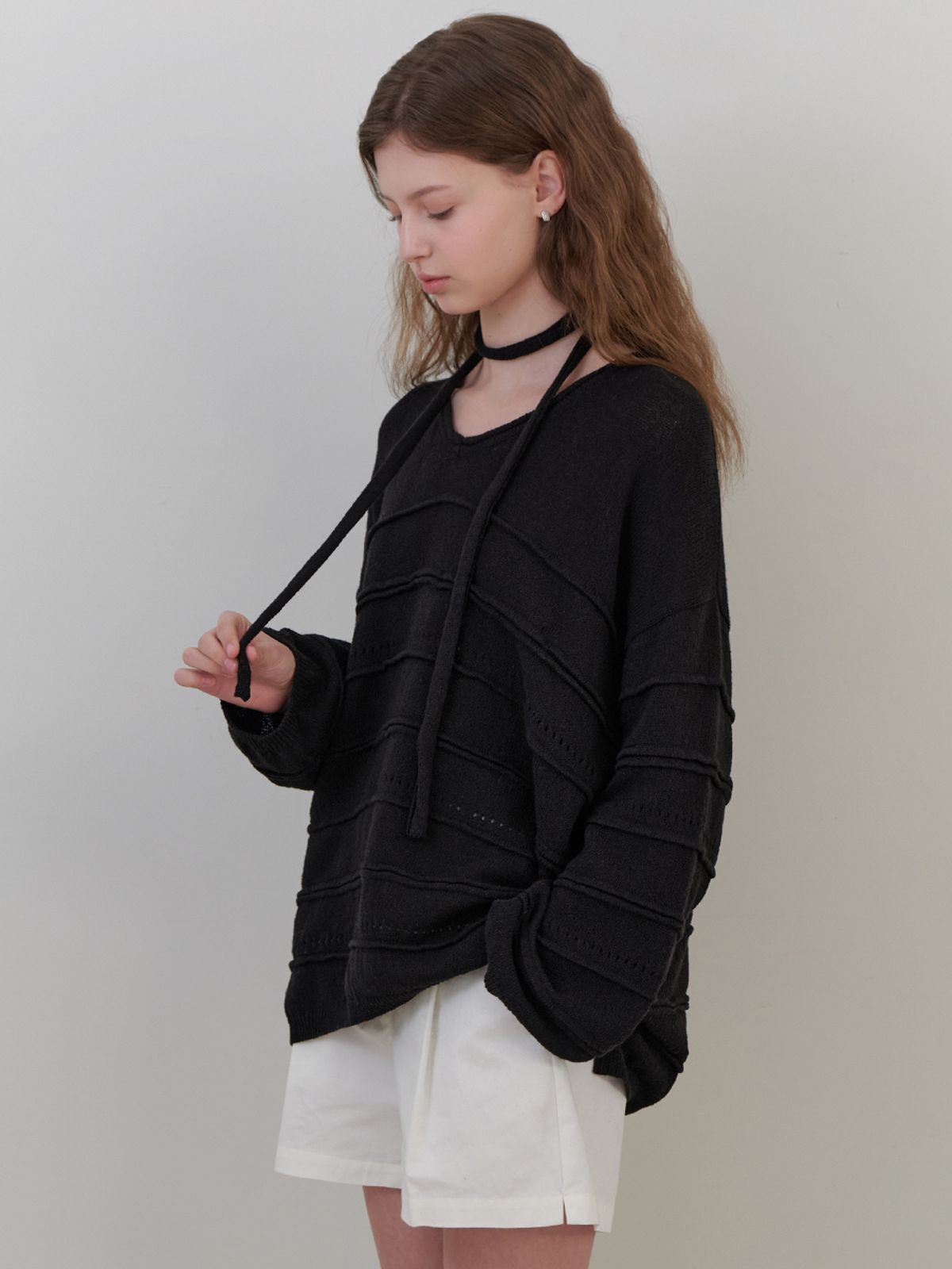리엘(RE L) Soup overfit v knit (black)