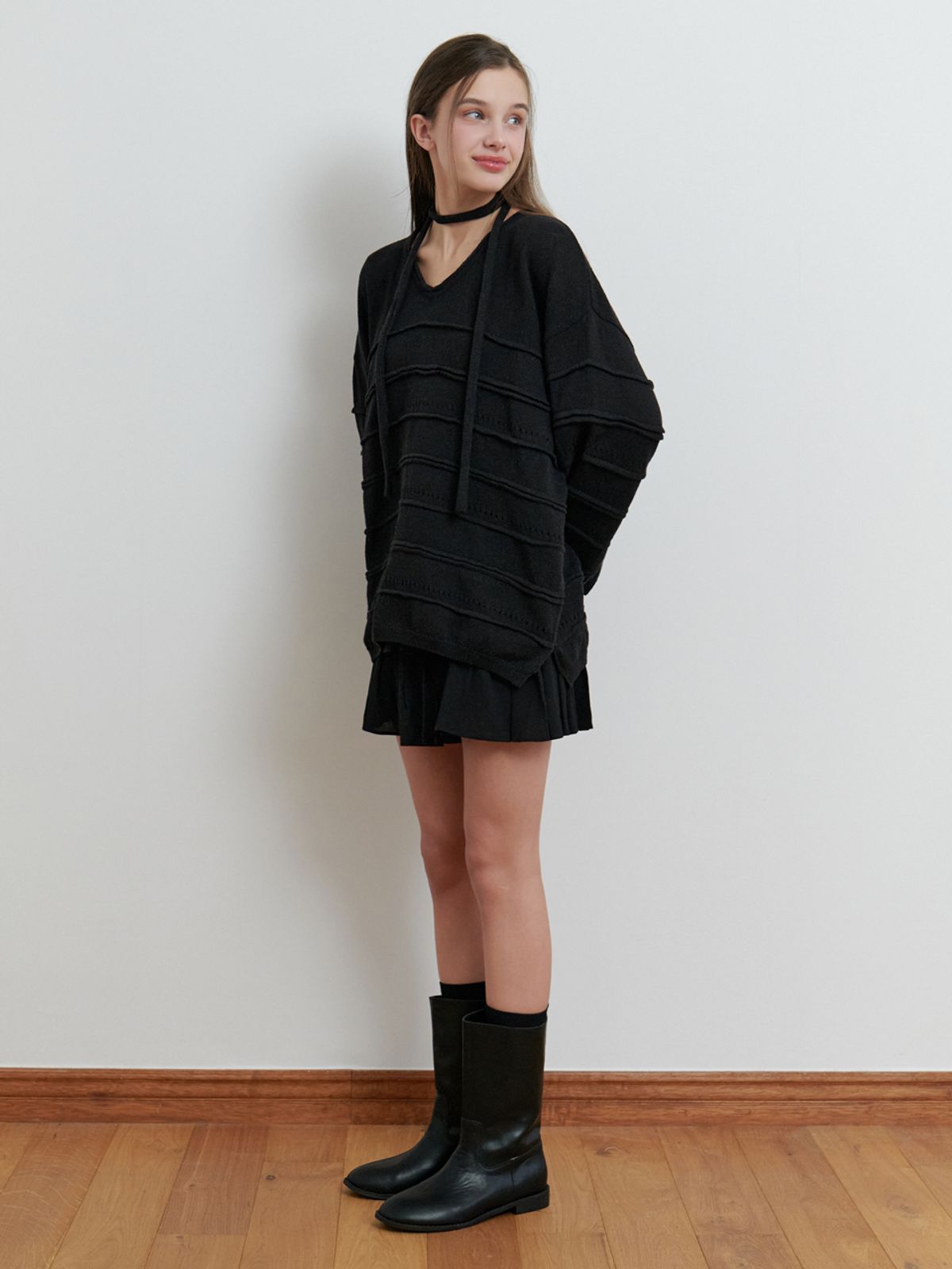 리엘(RE L) Soup overfit v knit (black)