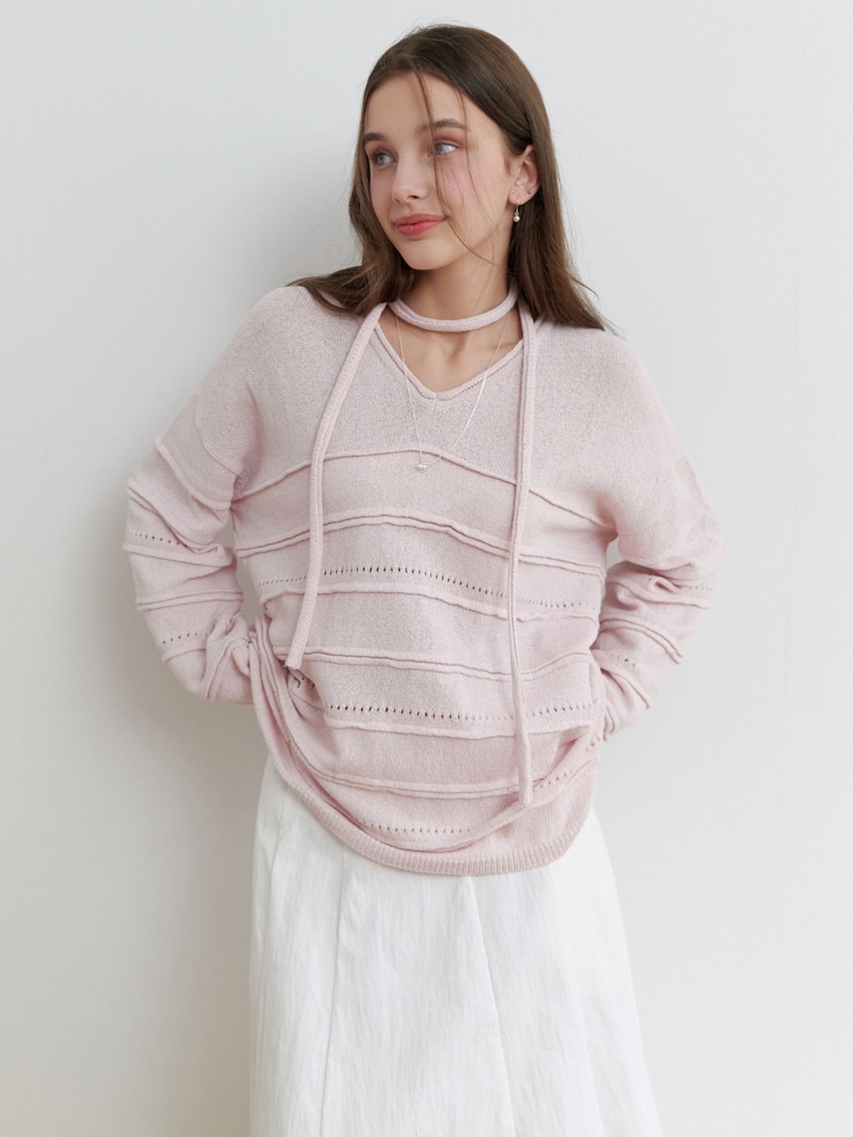 리엘(RE L) Soup overfit v knit (lilac pink)