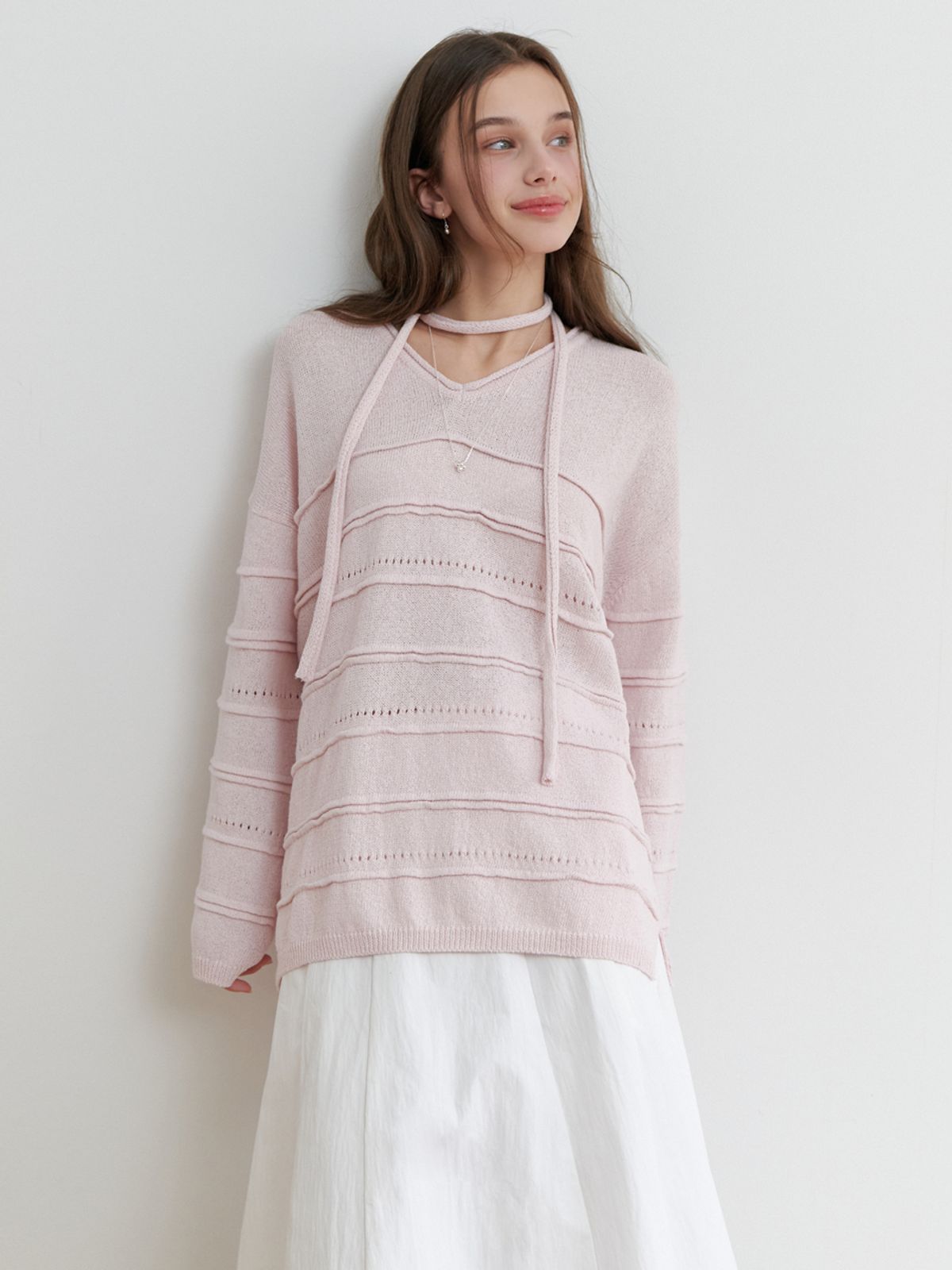 리엘(RE L) Soup overfit v knit (lilac pink)