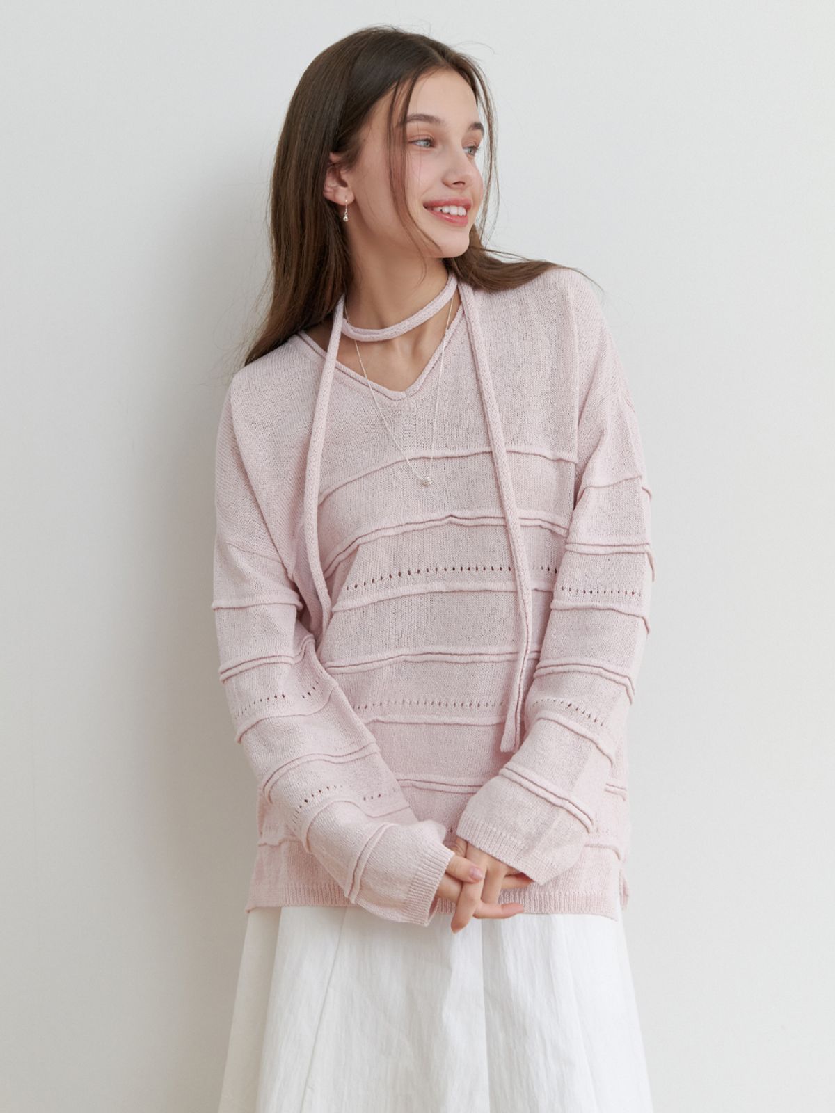 리엘(RE L) Soup overfit v knit (lilac pink)