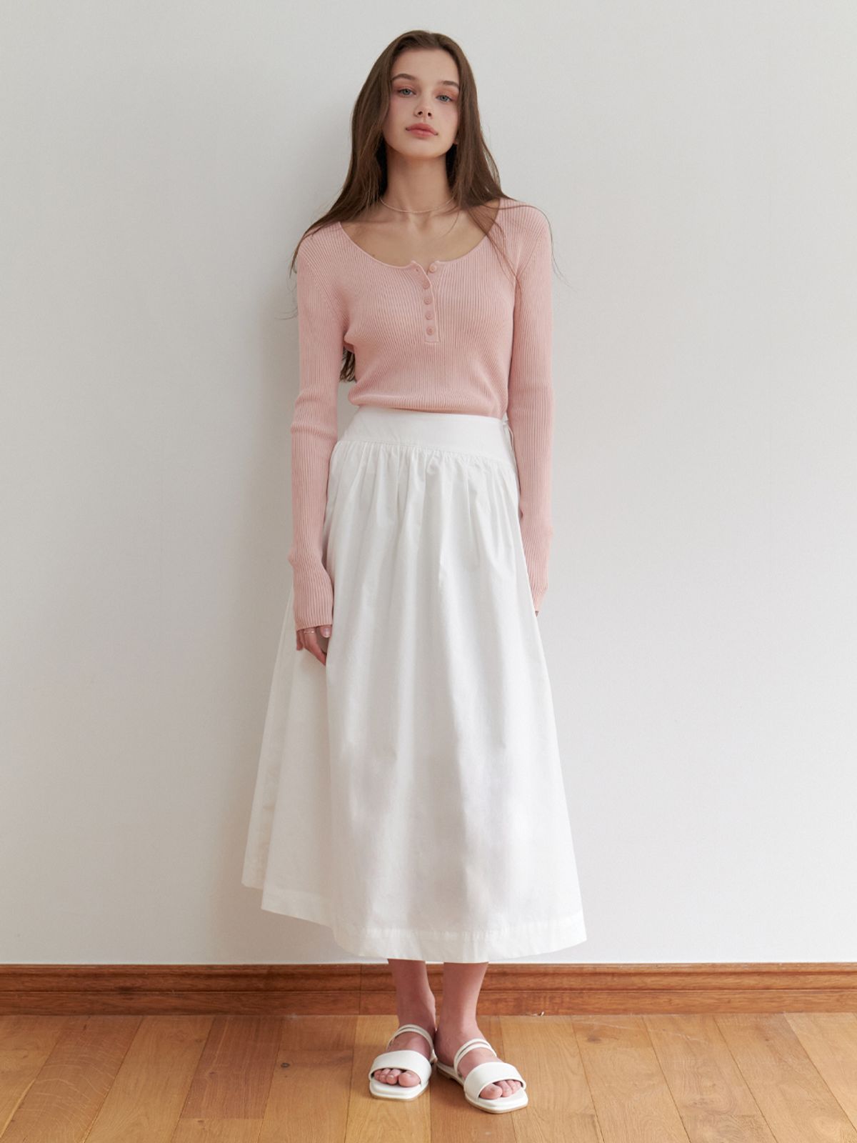 리엘(RE L) Bonny button knit (pink)