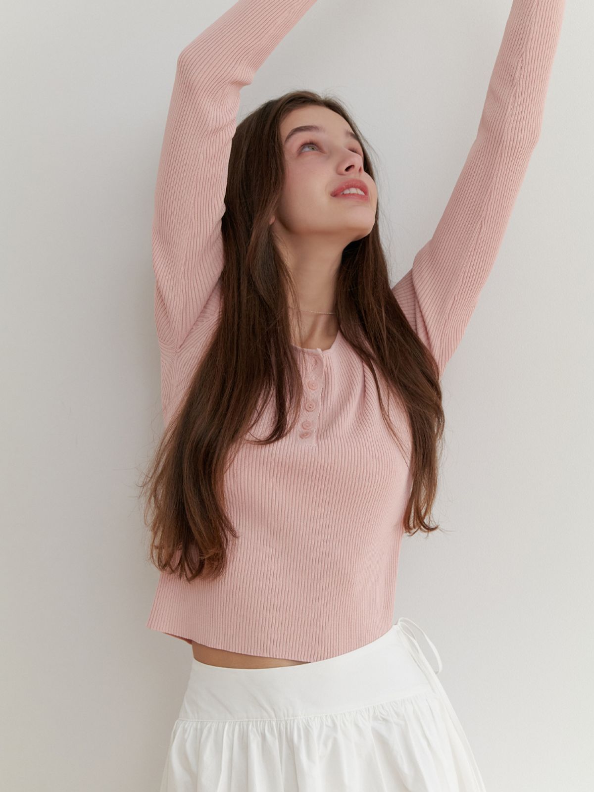 리엘(RE L) Bonny button knit (pink)