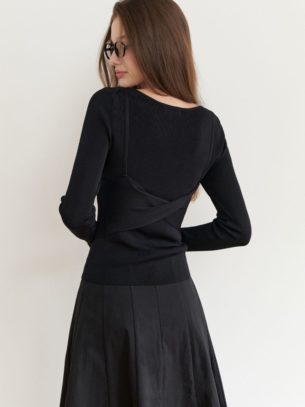 리엘(RE L) Villa bustier knit_2piece (black)