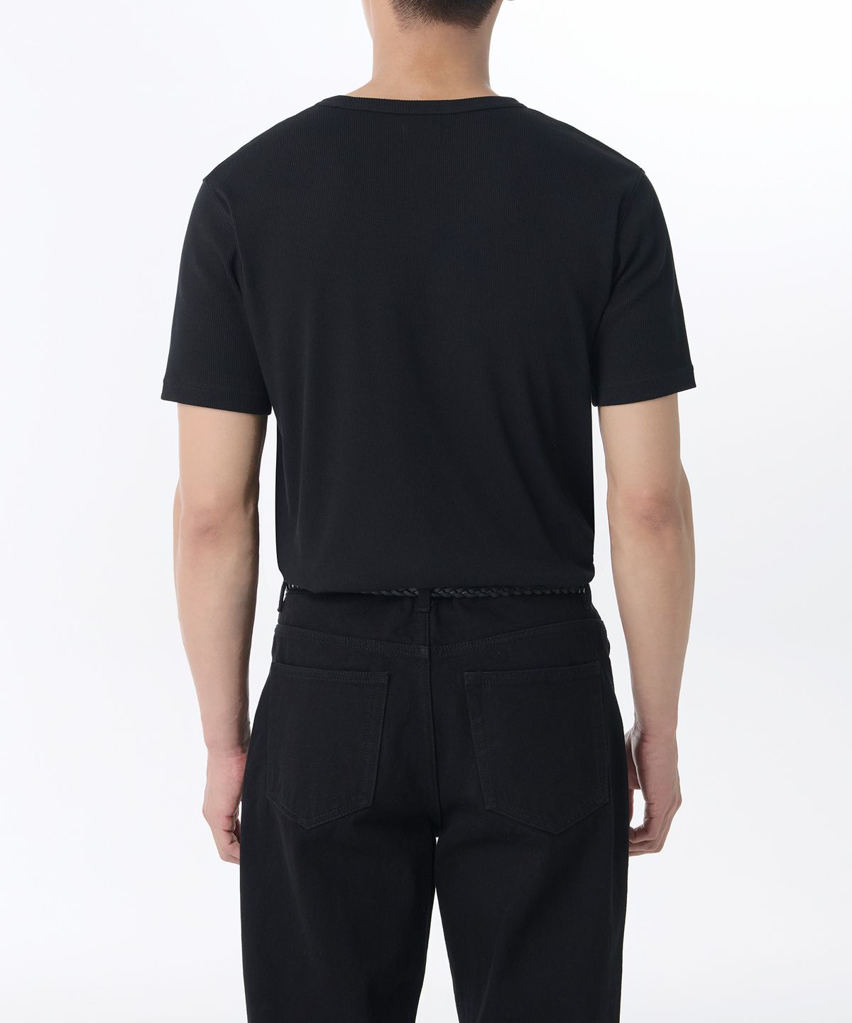 무신사 스탠다드(MUSINSA STANDARD) 리브드 머슬 핏 크루 넥 티셔츠 [블랙]