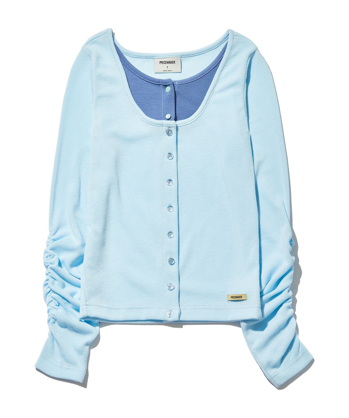 피스메이커(PIECE MAKER) LAYERED SLIM ROUND CARDIGAN (SKY BLUE)