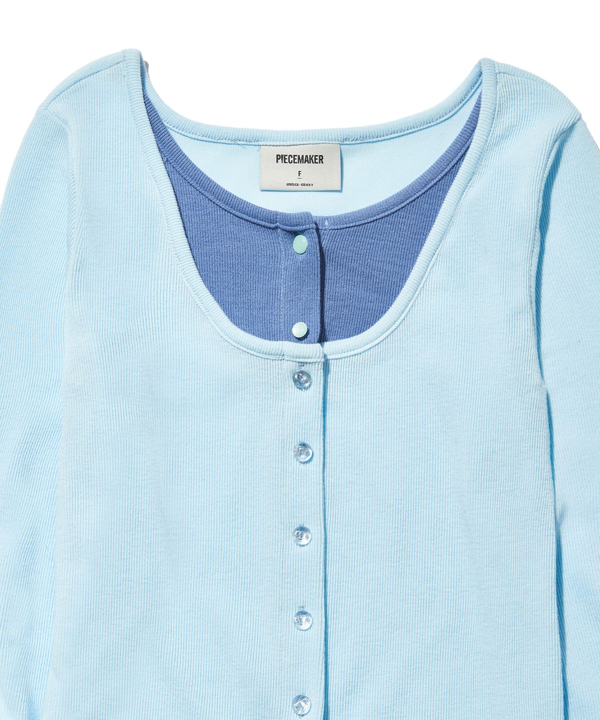 피스메이커(PIECE MAKER) LAYERED SLIM ROUND CARDIGAN (SKY BLUE)
