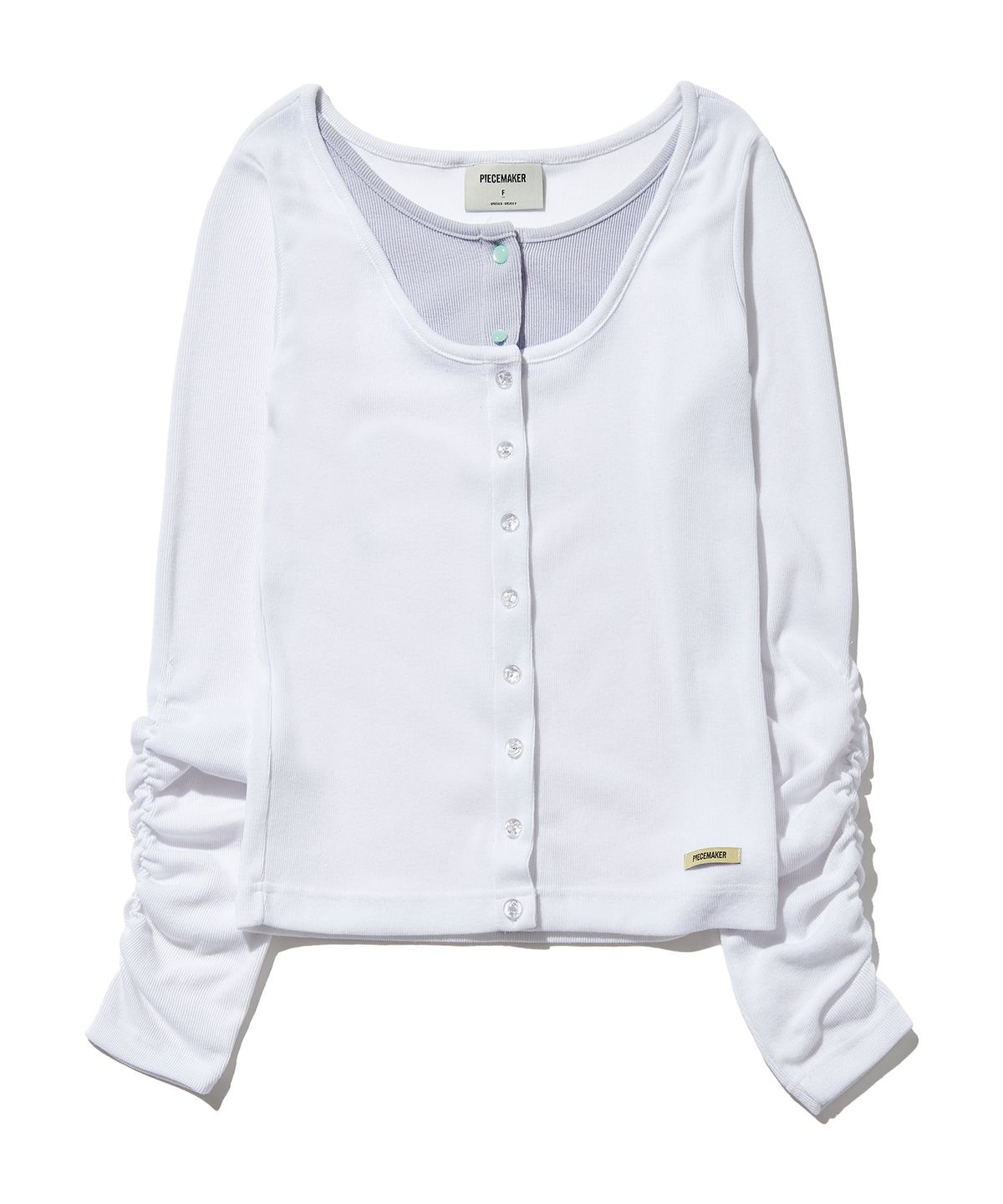 피스메이커(PIECE MAKER) LAYERED SLIM ROUND CARDIGAN (IVORY)