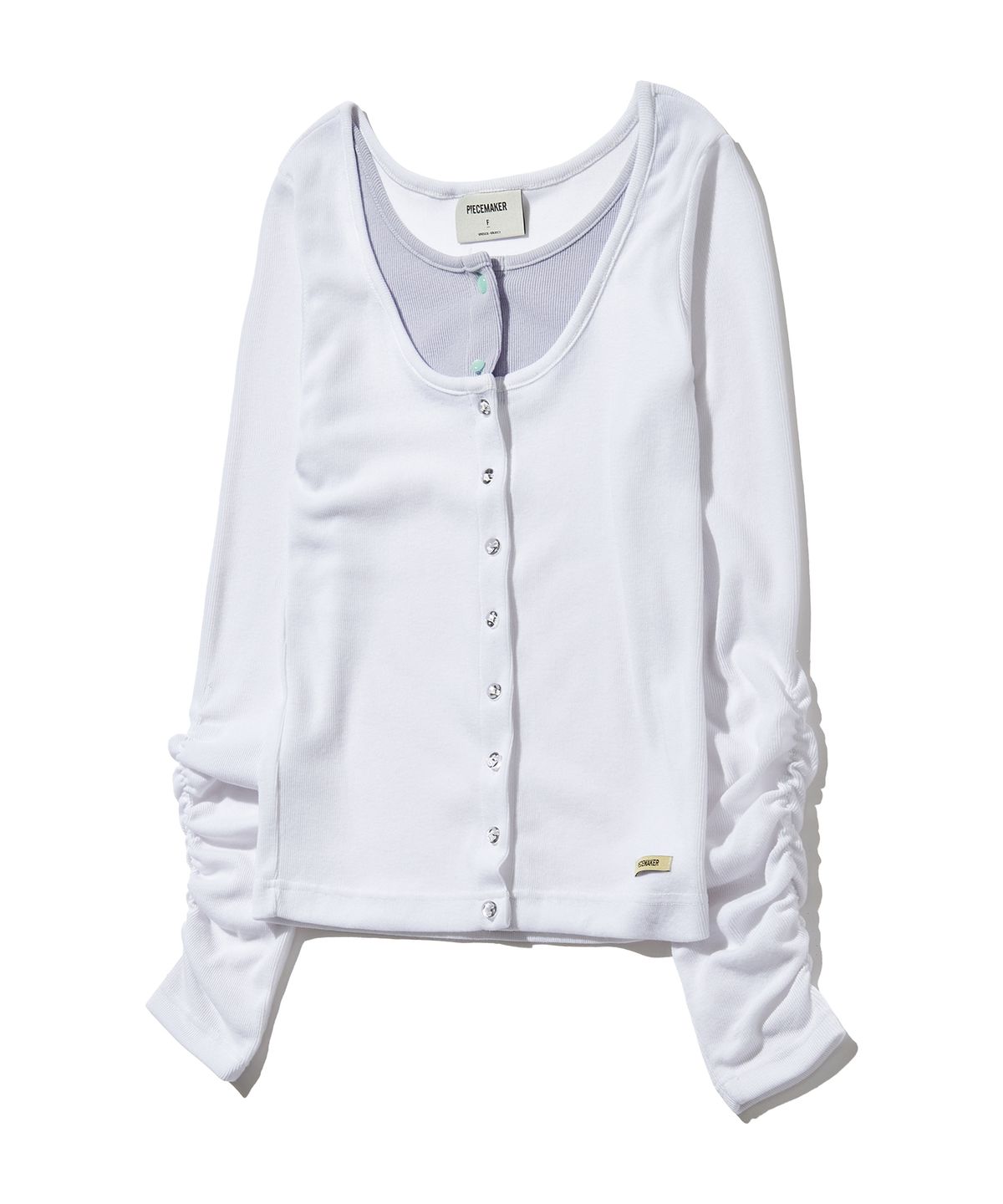 피스메이커(PIECE MAKER) LAYERED SLIM ROUND CARDIGAN (IVORY)