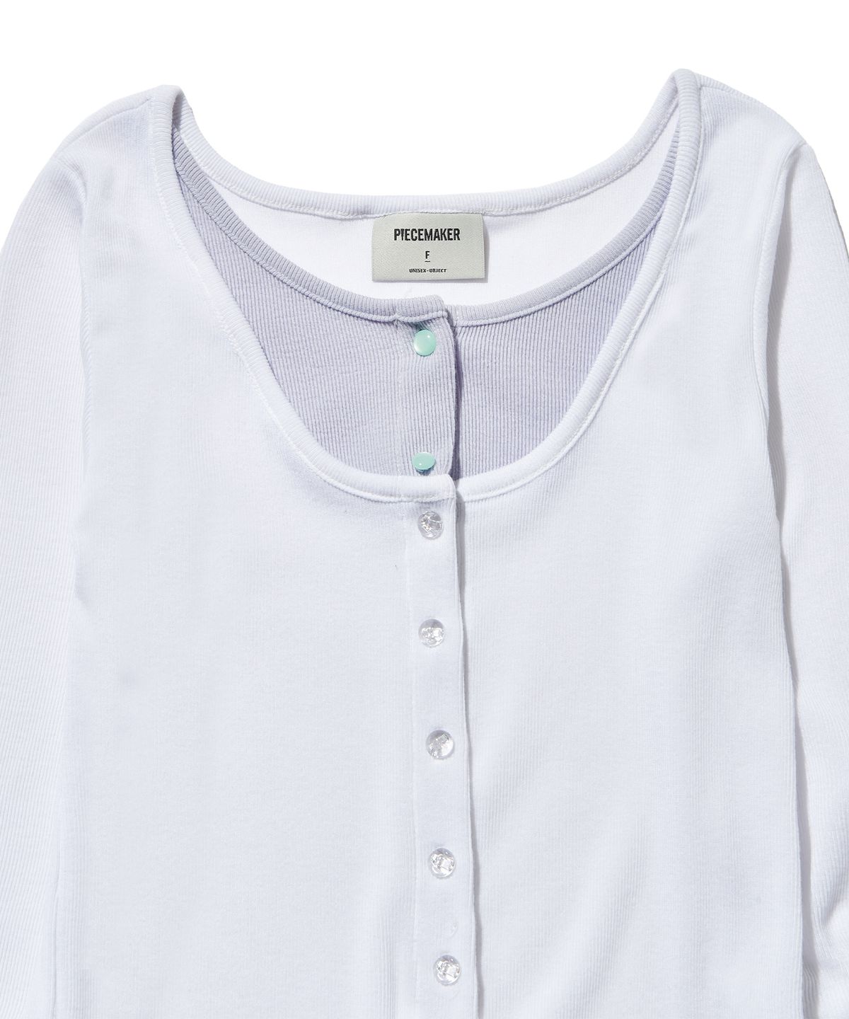 피스메이커(PIECE MAKER) LAYERED SLIM ROUND CARDIGAN (IVORY)