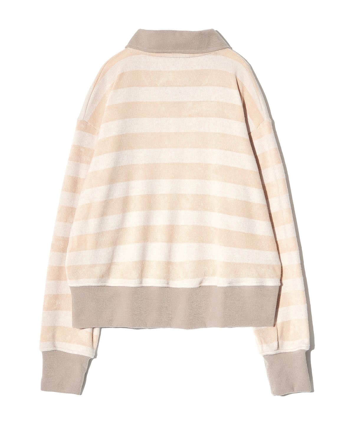 피스메이커(PIECE MAKER) STRIPE V NECK COLLAR KNIT (BEIGE)