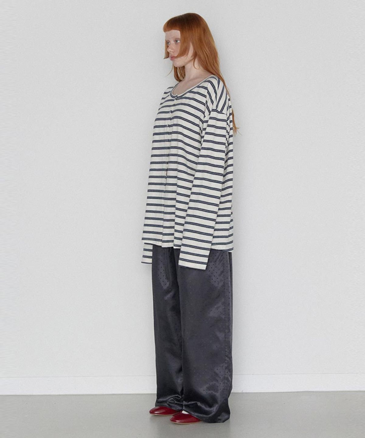 렌세(RENSE) Stripe Button Long Sleeve White