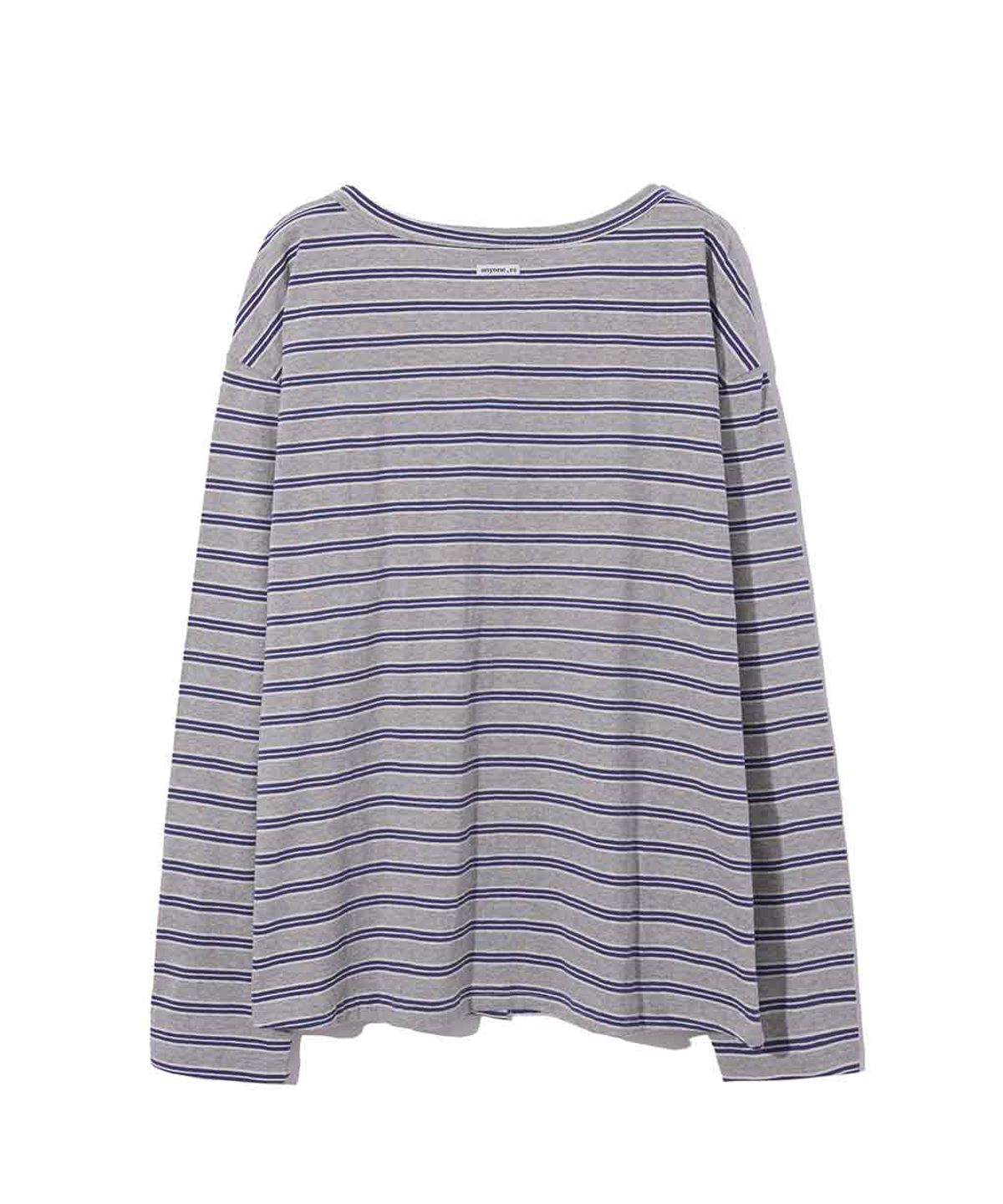렌세(RENSE) Stripe Button Long Sleeve Melange Gray