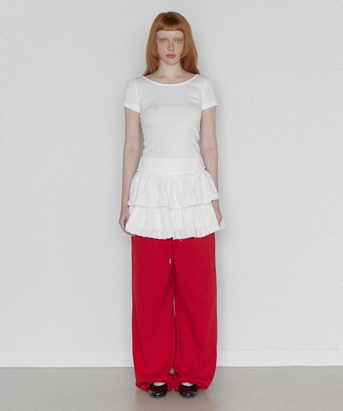 렌세(RENSE) Back Point Boat Neck Half Tee White