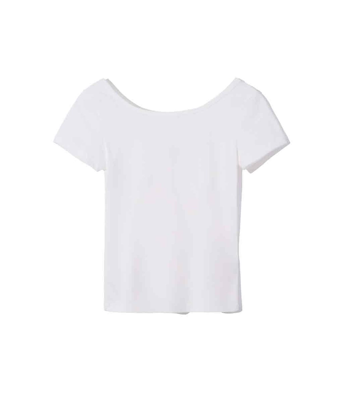 렌세(RENSE) Back Point Boat Neck Half Tee White