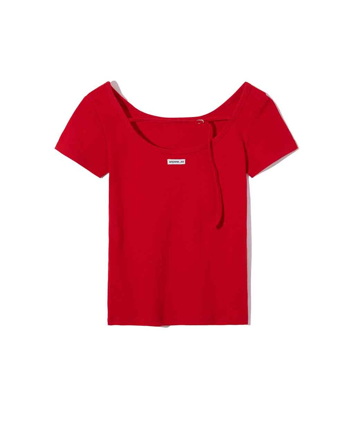 렌세(RENSE) Back Point Boat Neck Half Tee Red