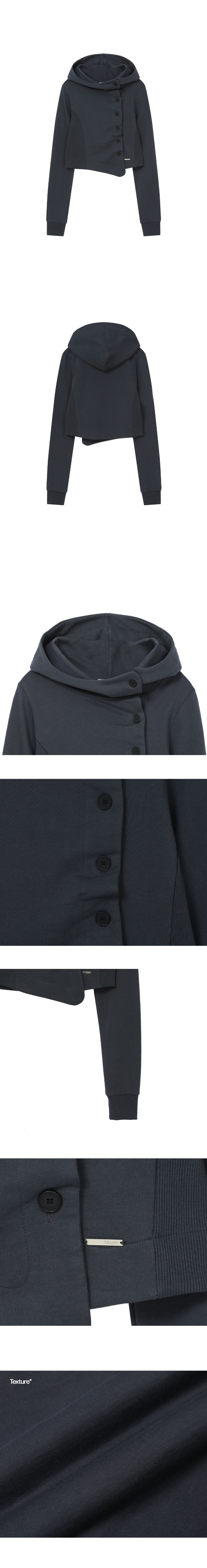 MUSINSA | MISEKI SEOUL Cowl neck botton hoodie CHARCOAL