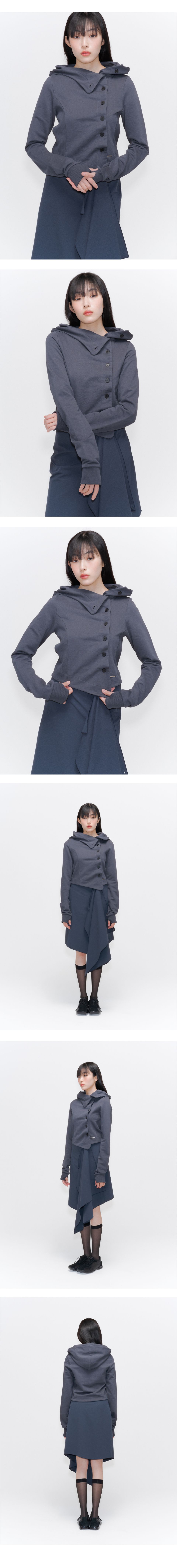 MUSINSA公式 | MISEKI SEOUL Cowl neck botton hoodie CHARCOAL