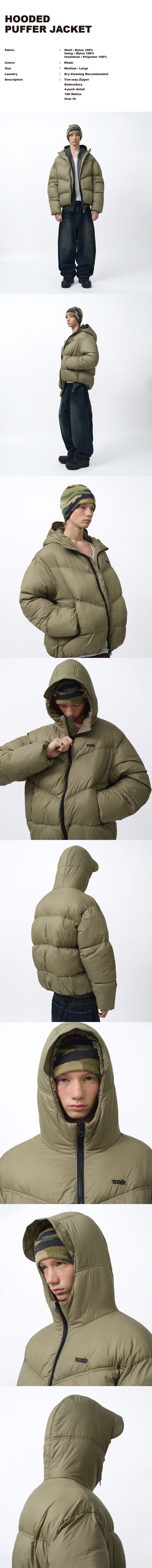 MUSINSA公式 | SUADE フード付きダウンジャケット[カーキ]