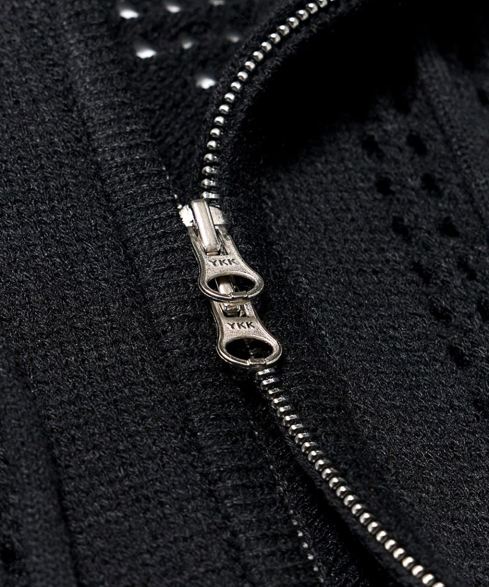MUSINSA | SCHISM INDUCING CROSS MESH ZIP HOODIE BLACK
