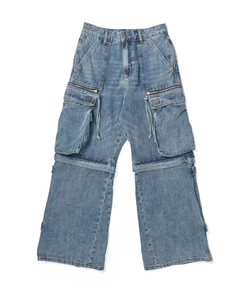 MUSINSA | SCHISM INDUCING DENIM BIG CARGO PANTS BLUE