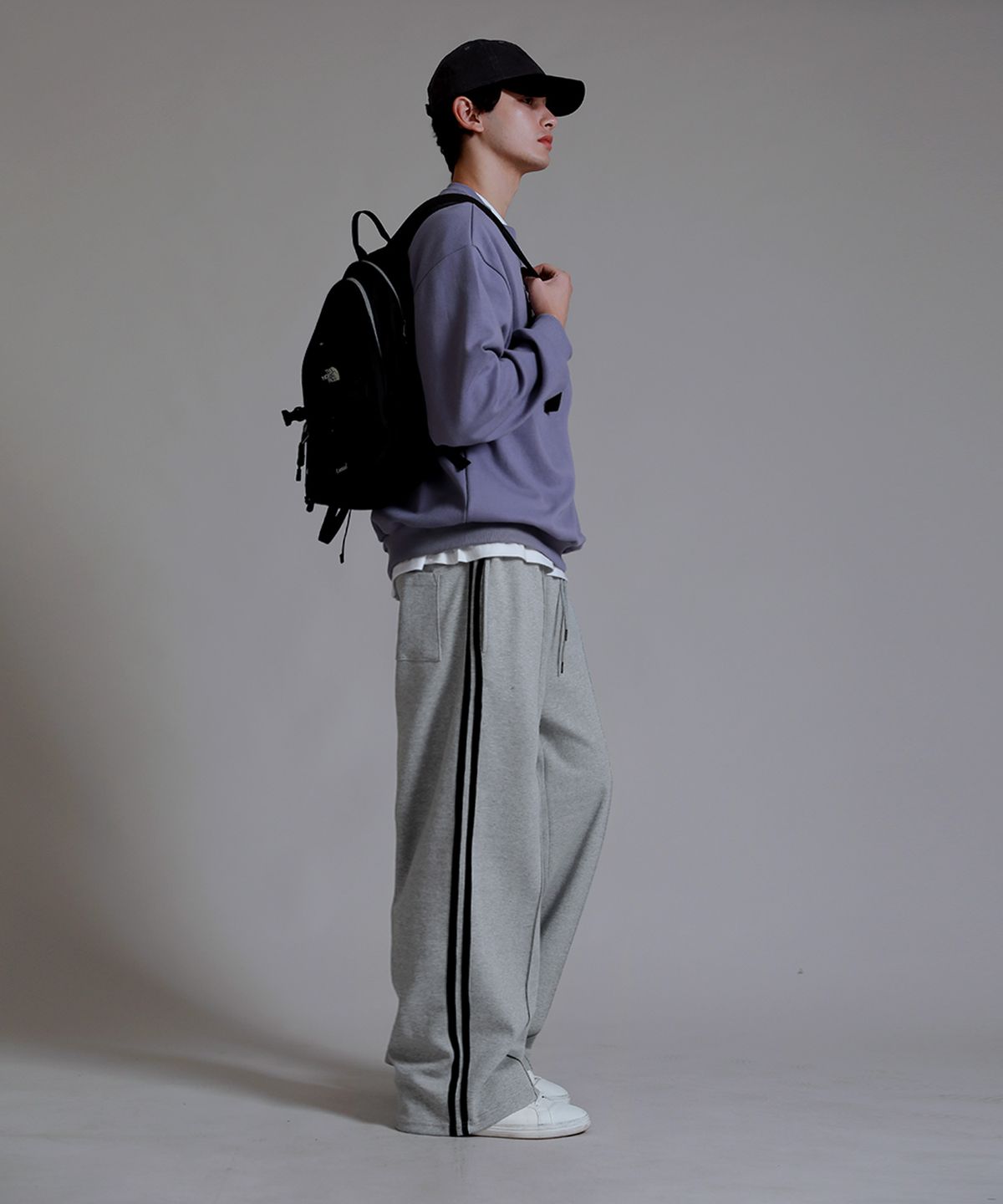 라이크더모스트(LIKE THE MOST) 트레이닝 삥줄 트랙 와이드 팬츠_그레이