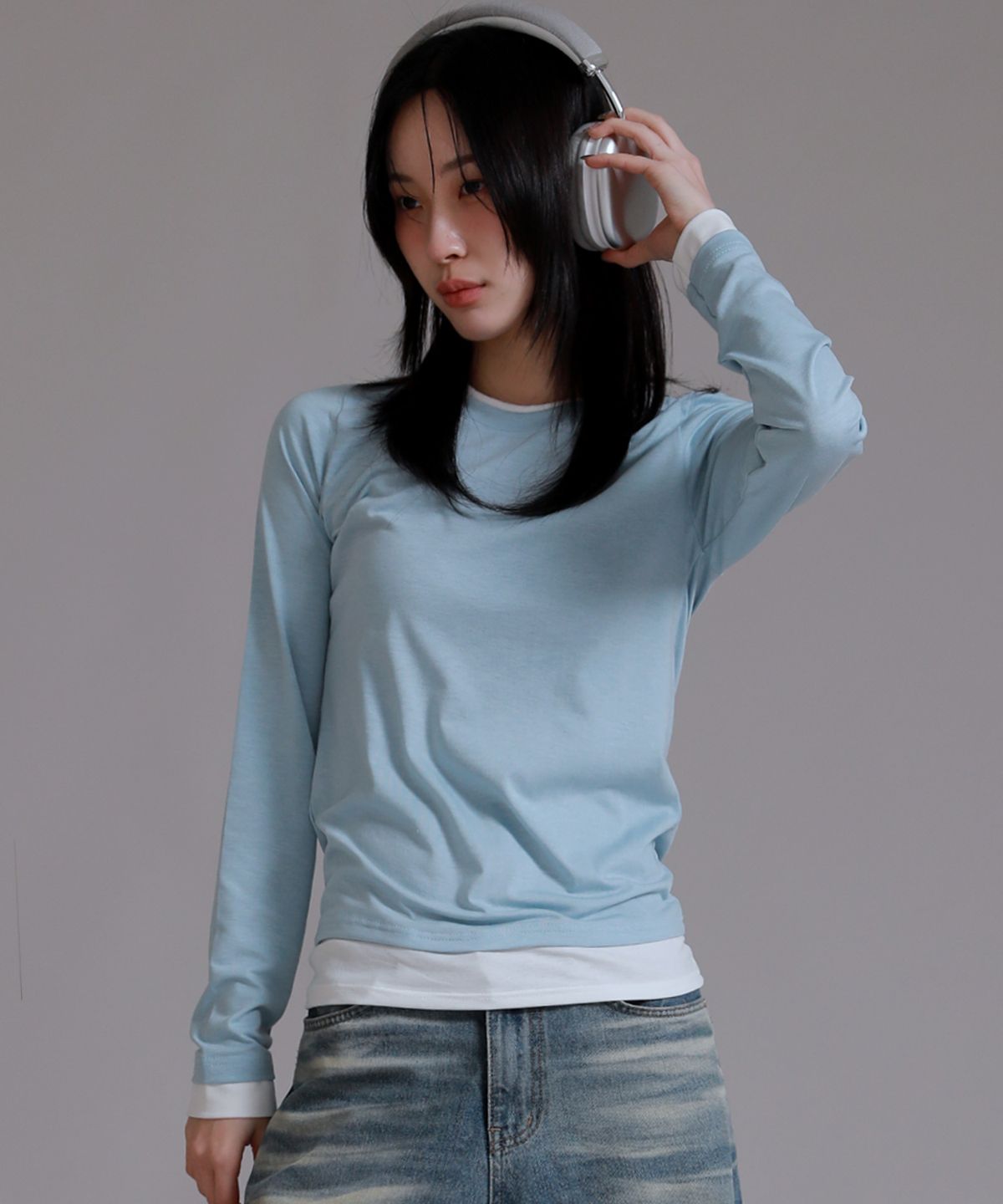 라이크더모스트(LIKE THE MOST) 베이직 라인 레이어드 티셔츠_소라