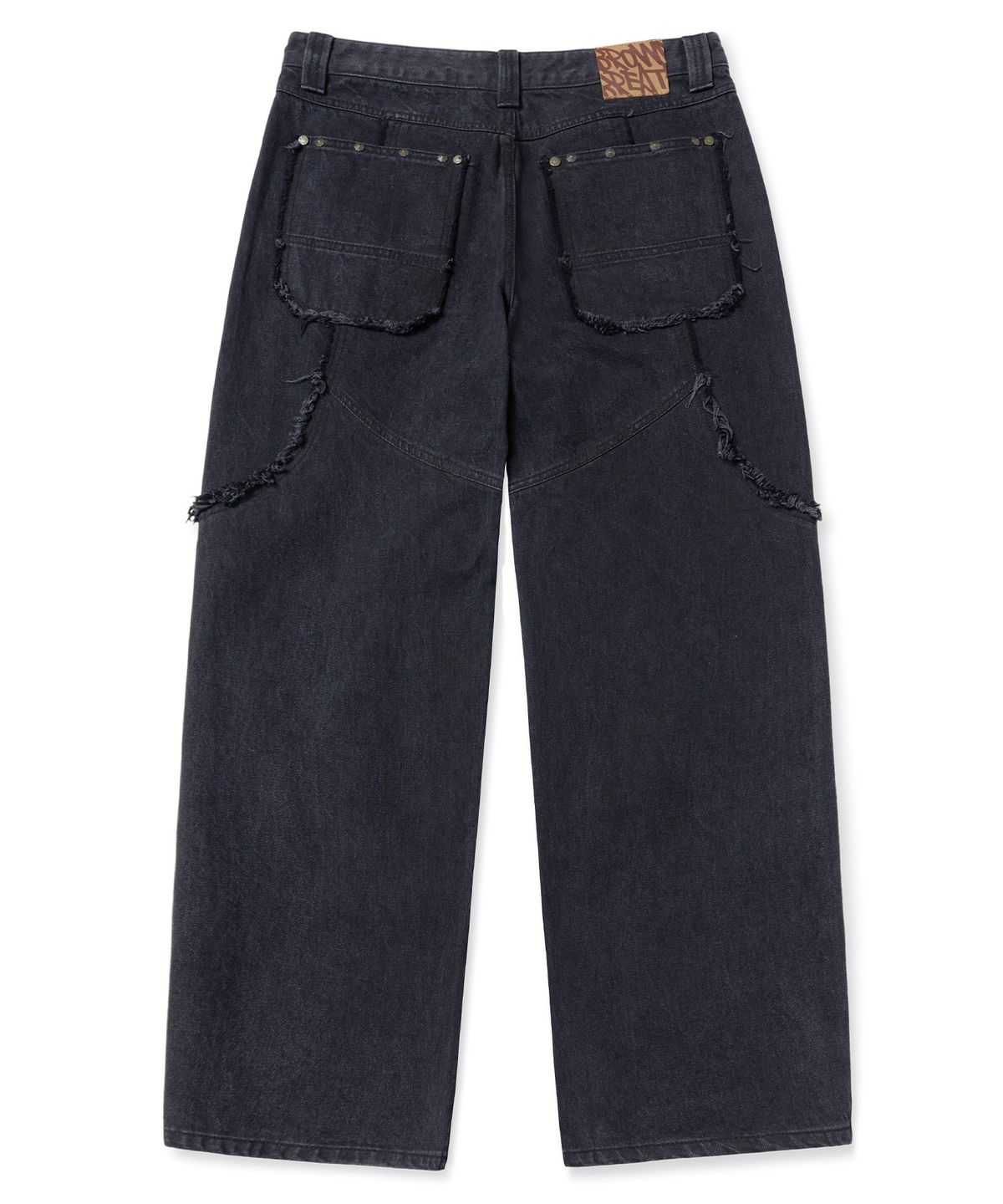 브라운브레스(BROWNBREATH) W RAW EDGE STUD DENIM PANTS - BLACK
