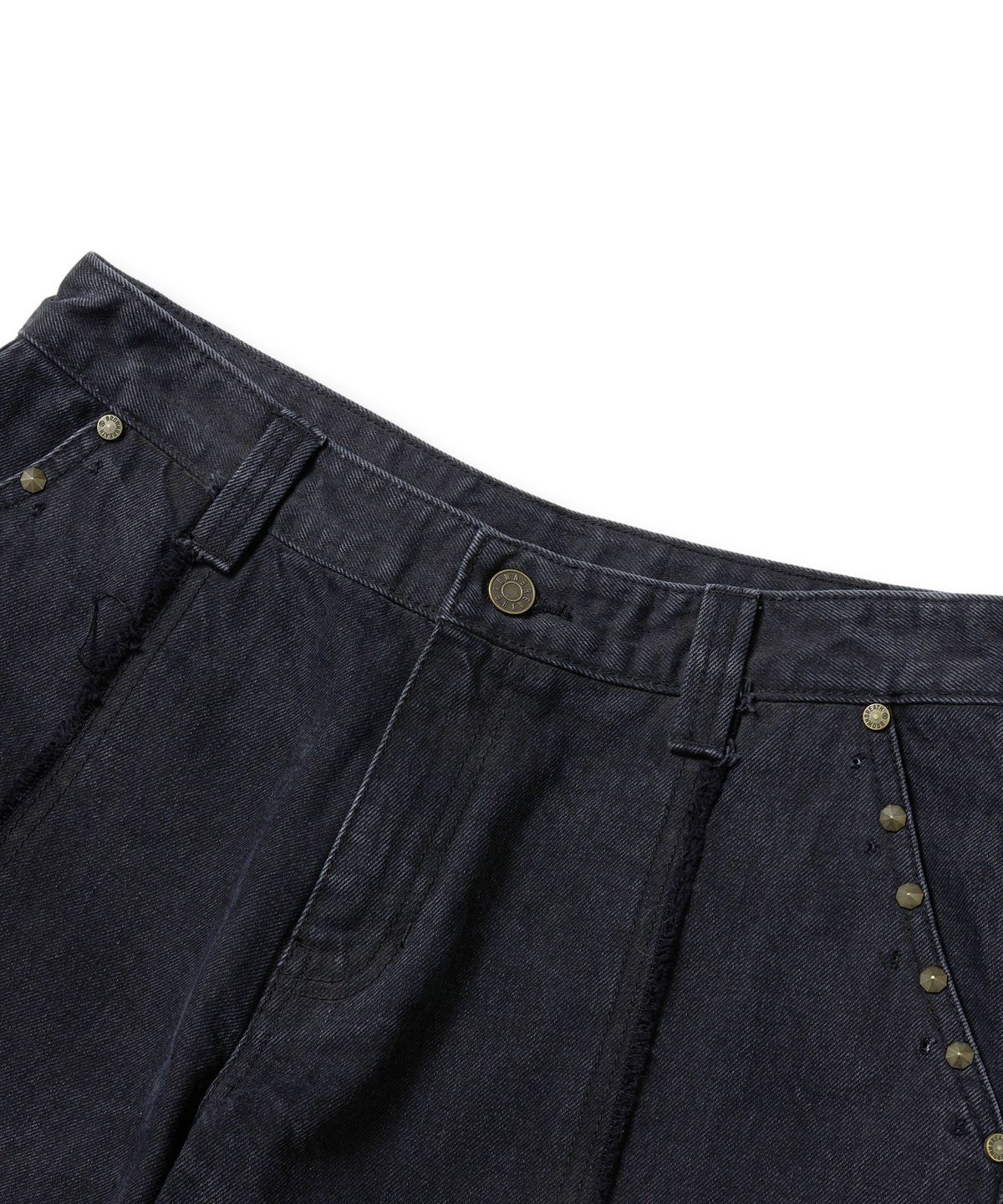브라운브레스(BROWNBREATH) W RAW EDGE STUD DENIM PANTS - BLACK