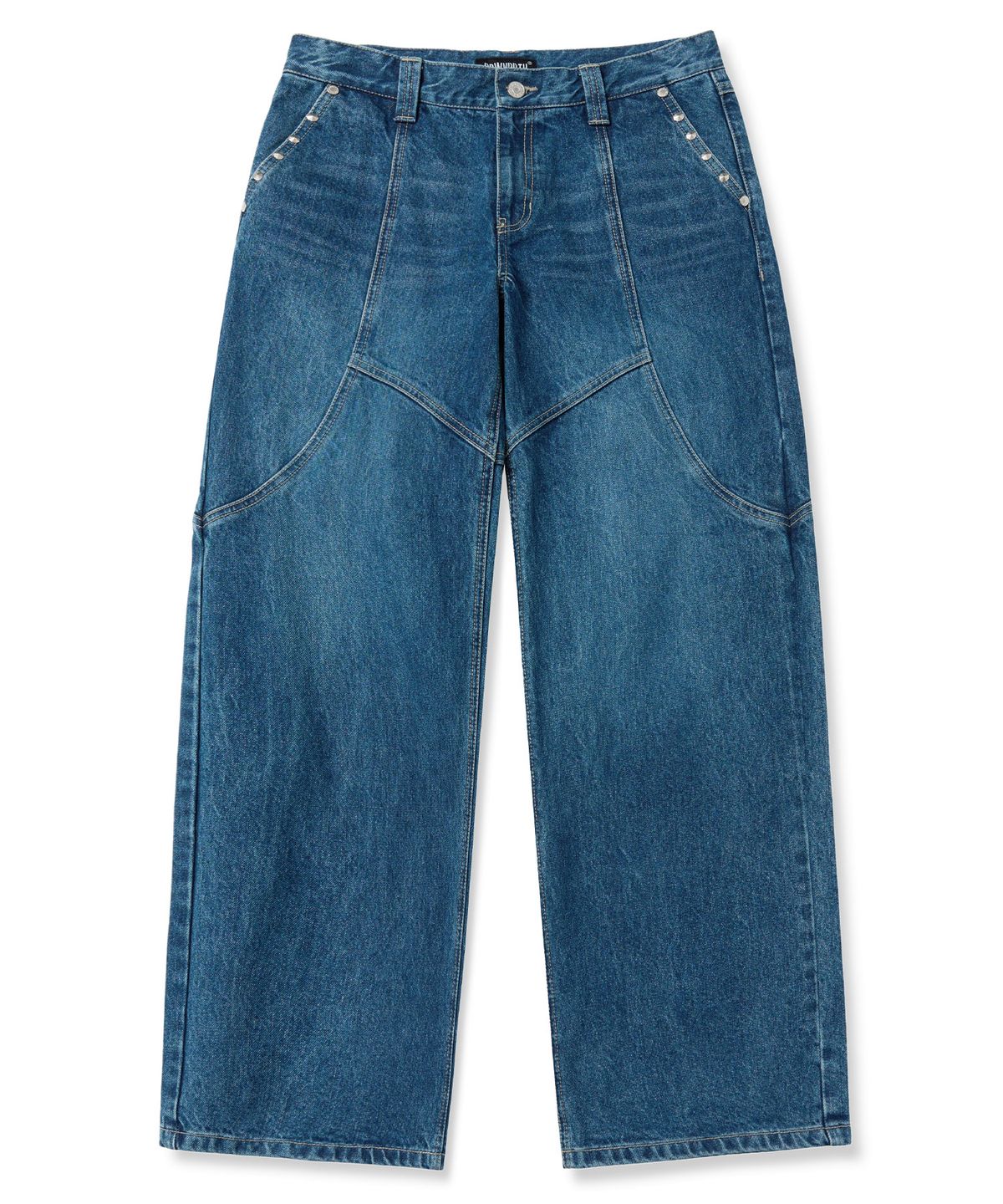 브라운브레스(BROWNBREATH) W WASHED STUD DENIM PANTS - BLUE