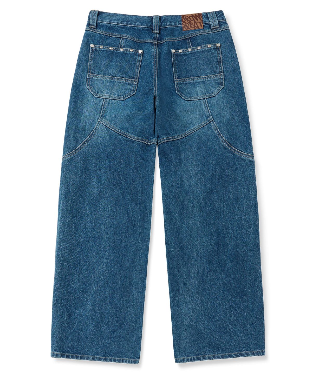 브라운브레스(BROWNBREATH) W WASHED STUD DENIM PANTS - BLUE