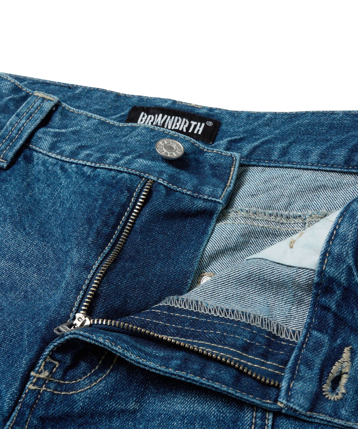 브라운브레스(BROWNBREATH) W WASHED STUD DENIM PANTS - BLUE