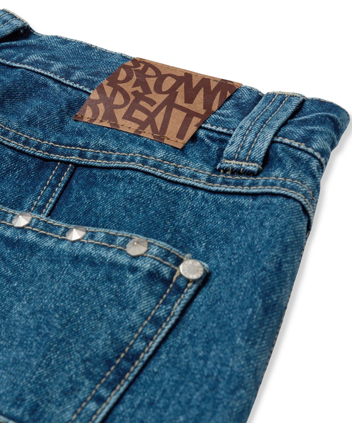 브라운브레스(BROWNBREATH) W WASHED STUD DENIM PANTS - BLUE