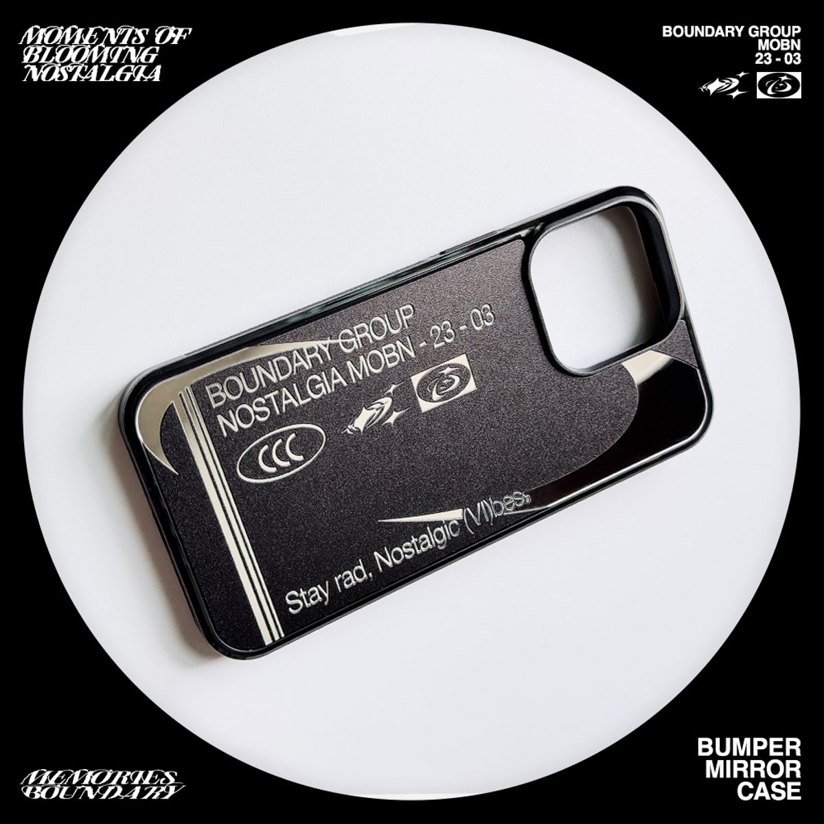 메모리즈바운더리(MEMORIESBOUNDARY) Nostalgic Vibes Bumper Mirror Phone Case (BK)