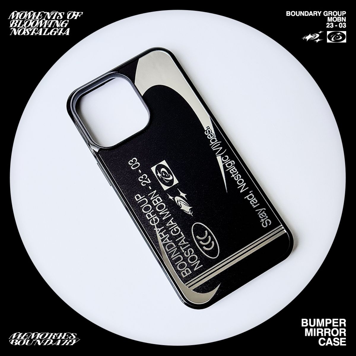 메모리즈바운더리(MEMORIESBOUNDARY) Nostalgic Vibes Bumper Mirror Phone Case (BK)