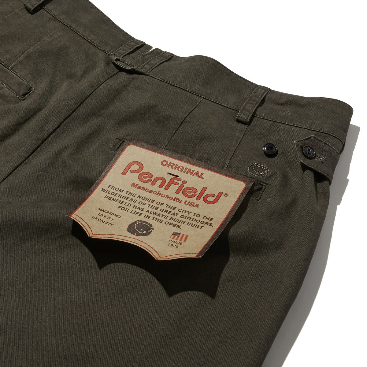 펜필드(PENFIELD) 페이디드 투턱 코튼 치노 올리브_FR1WP21U