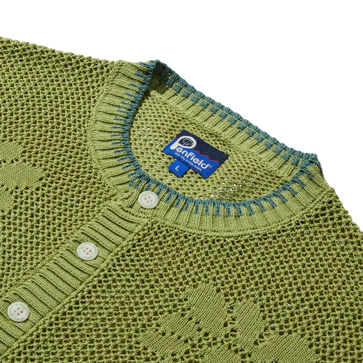 펜필드(PENFIELD) 플라워패턴 롱슬리브 니트 가디건 그린_FR2KJ03U