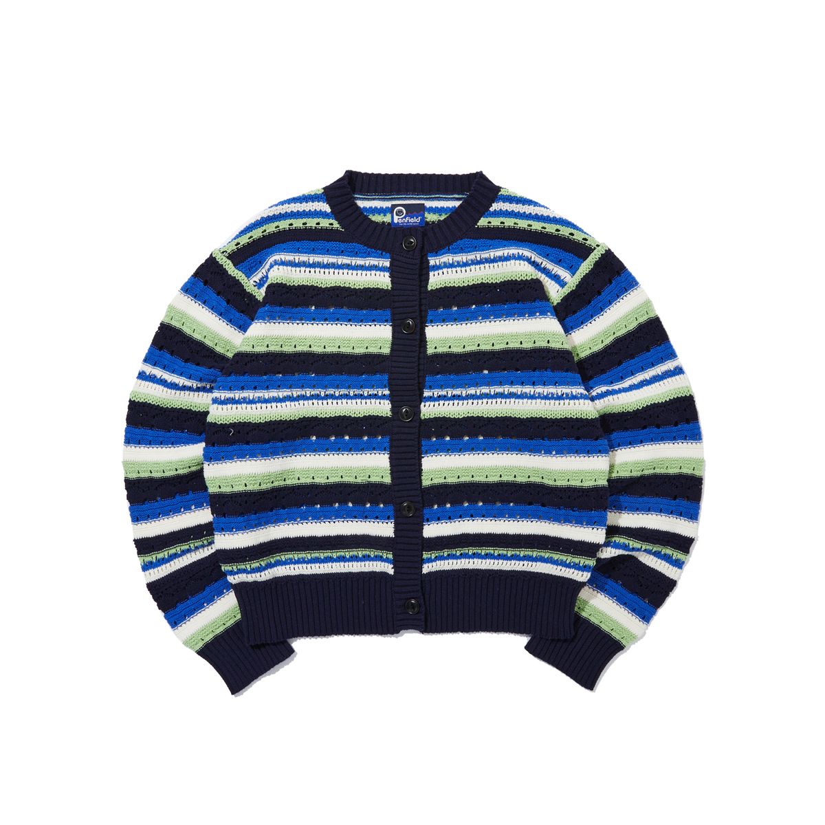 펜필드(PENFIELD) 믹스컬러 스트라이프 니트 가디건 블루_FR2KJ01U