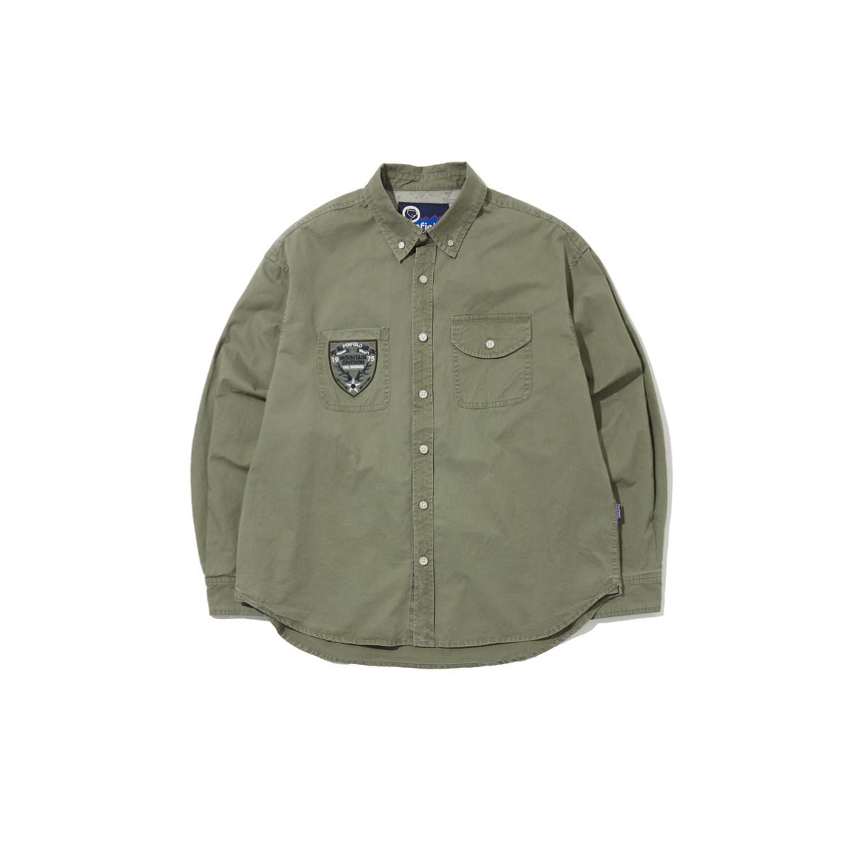 펜필드(PENFIELD) 페이디드 코튼 버튼 다운 셔츠 올리브_FR1WR12U