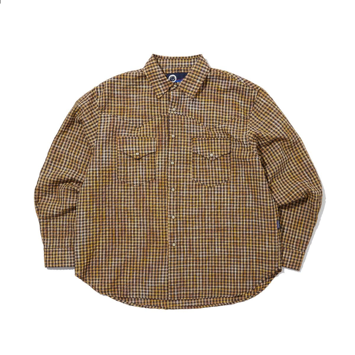 펜필드(PENFIELD) 시어서커 체크 웨스턴 셔츠 옐로우_FR1WR20U