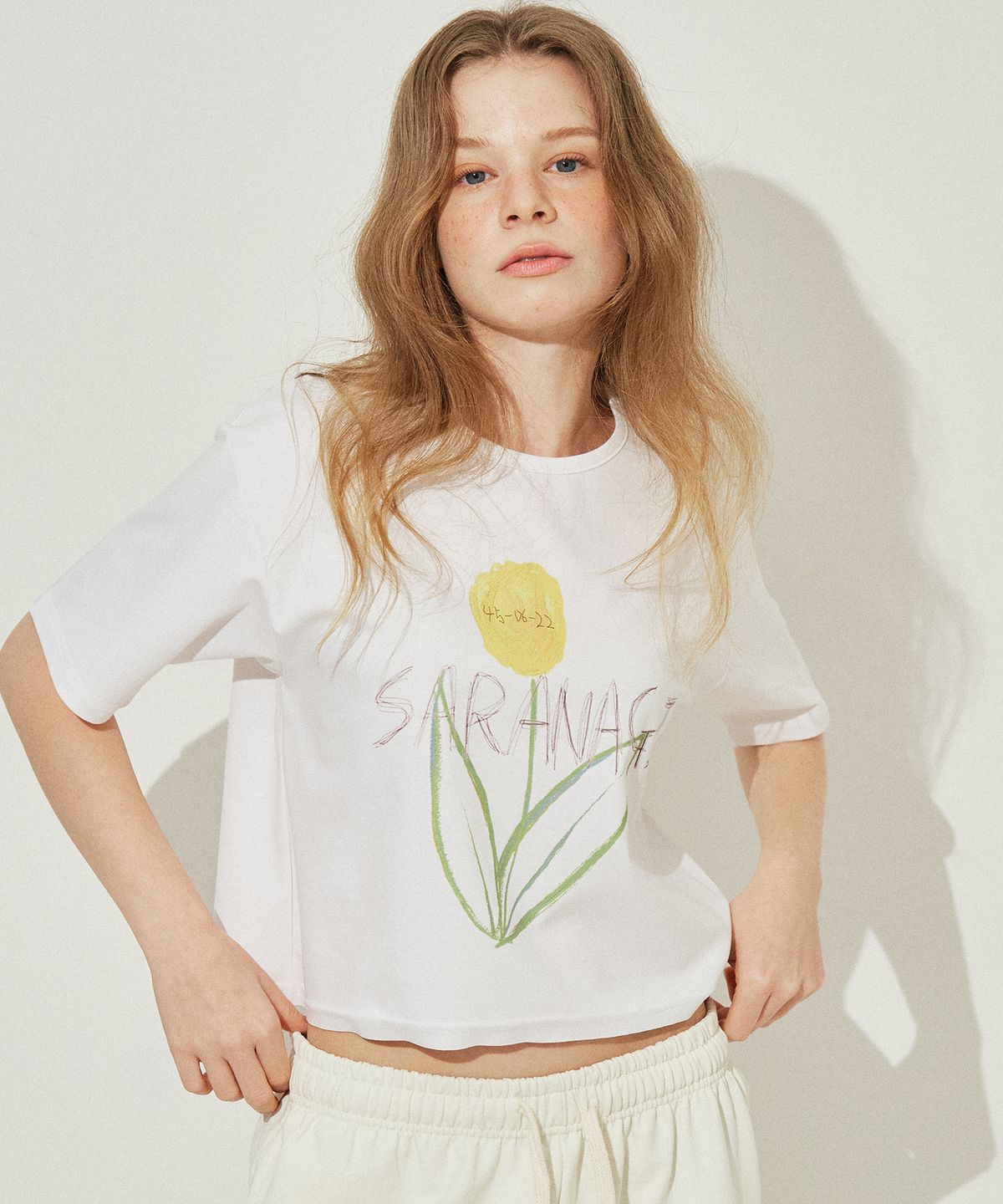 사라나기(SARANAGI) SE0523-CROP T-SHIRT(white)