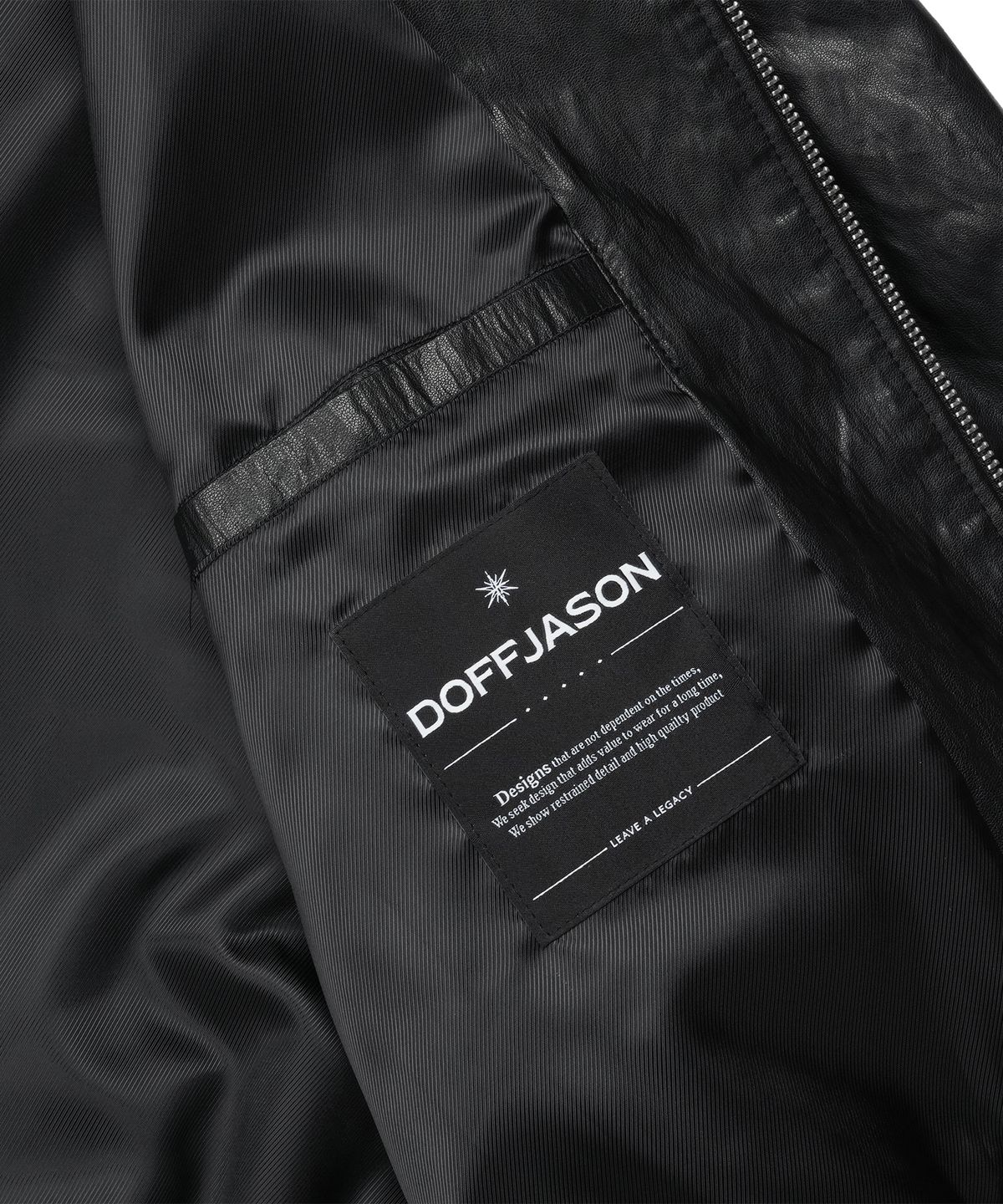 도프제이슨(DOFFJASON) 패널드 스포티 레더 자켓 BLACK