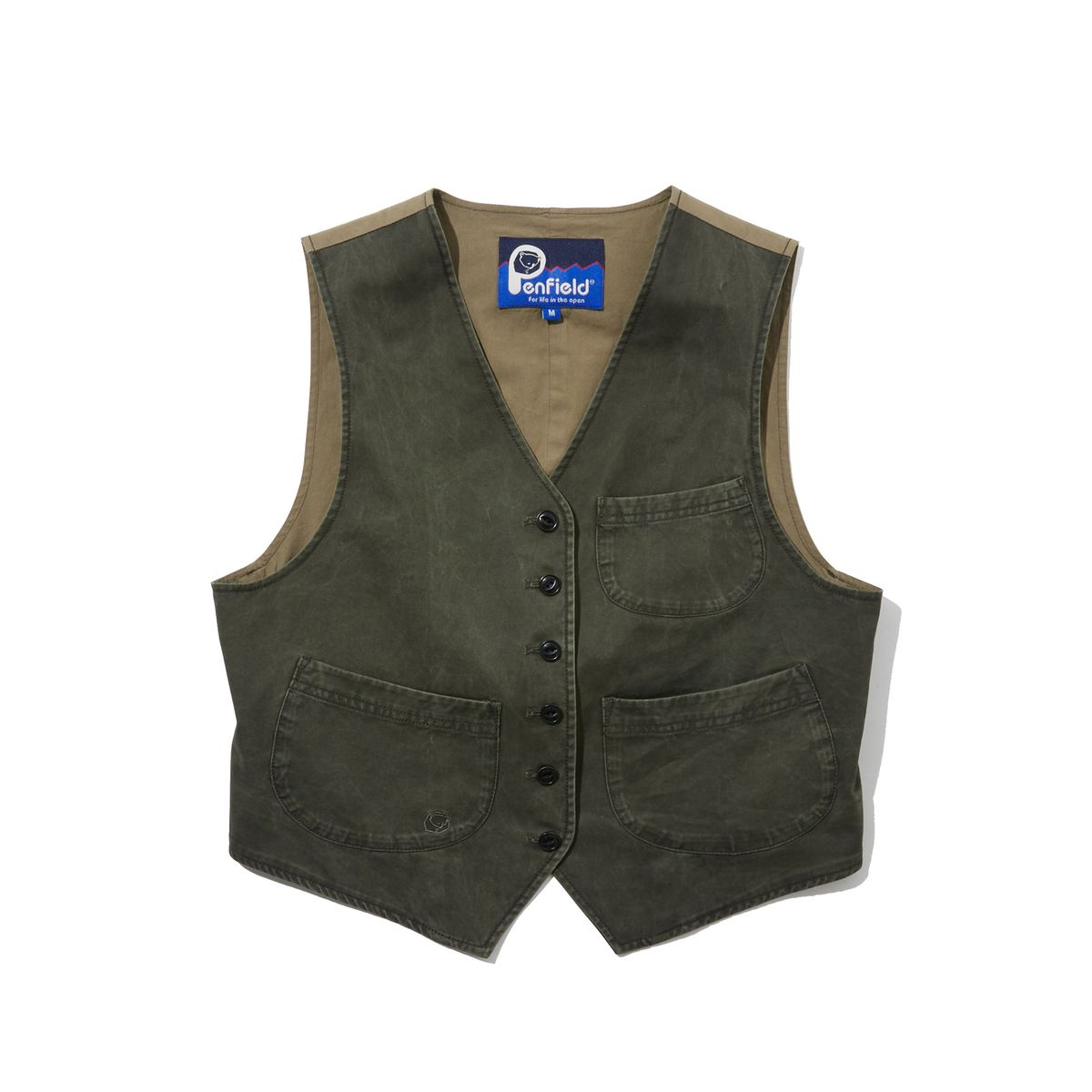 펜필드(PENFIELD) 우먼즈 시그니처 페이디드 코튼 메디발 베스트 올리브_FR2WV02F