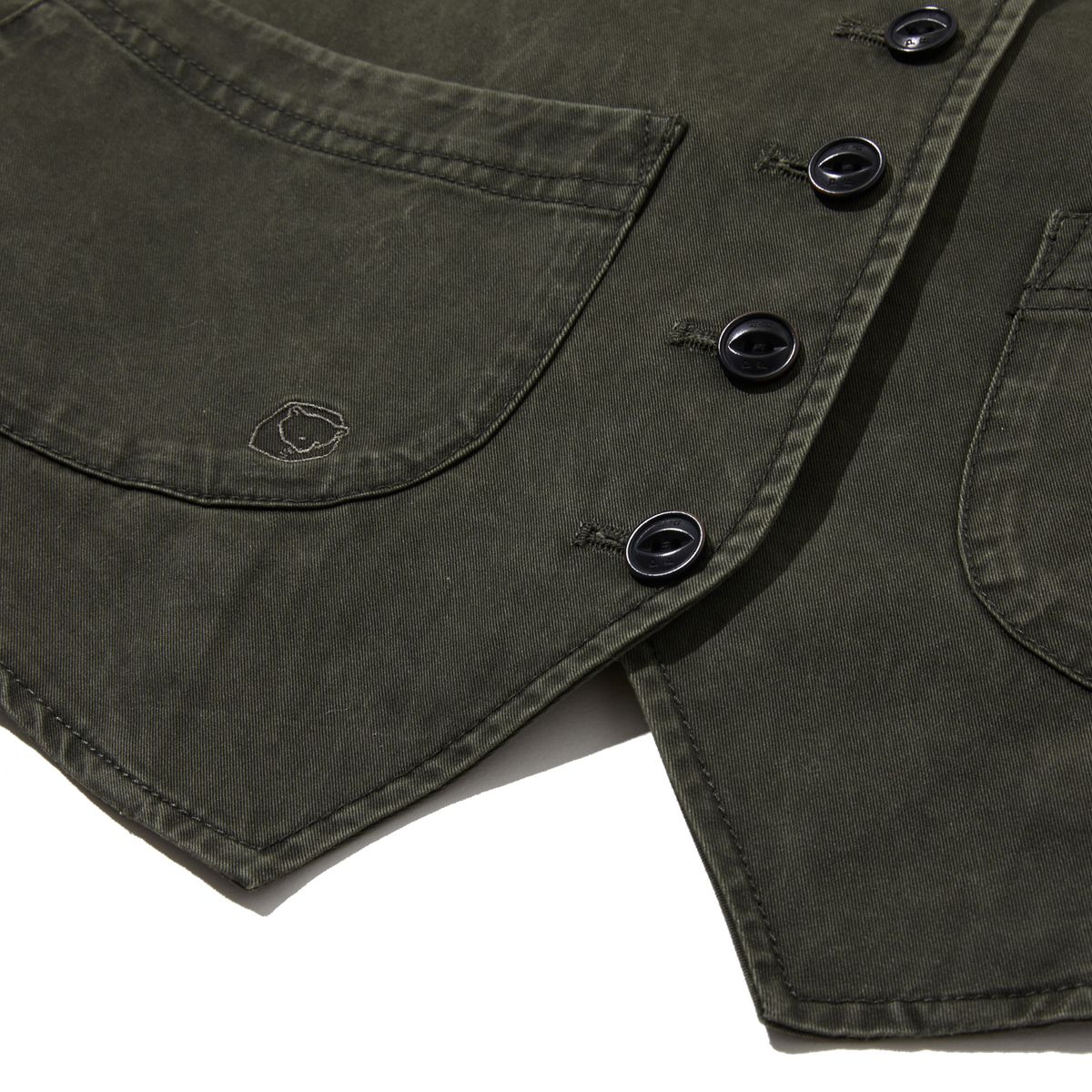 펜필드(PENFIELD) 우먼즈 시그니처 페이디드 코튼 메디발 베스트 올리브_FR2WV02F