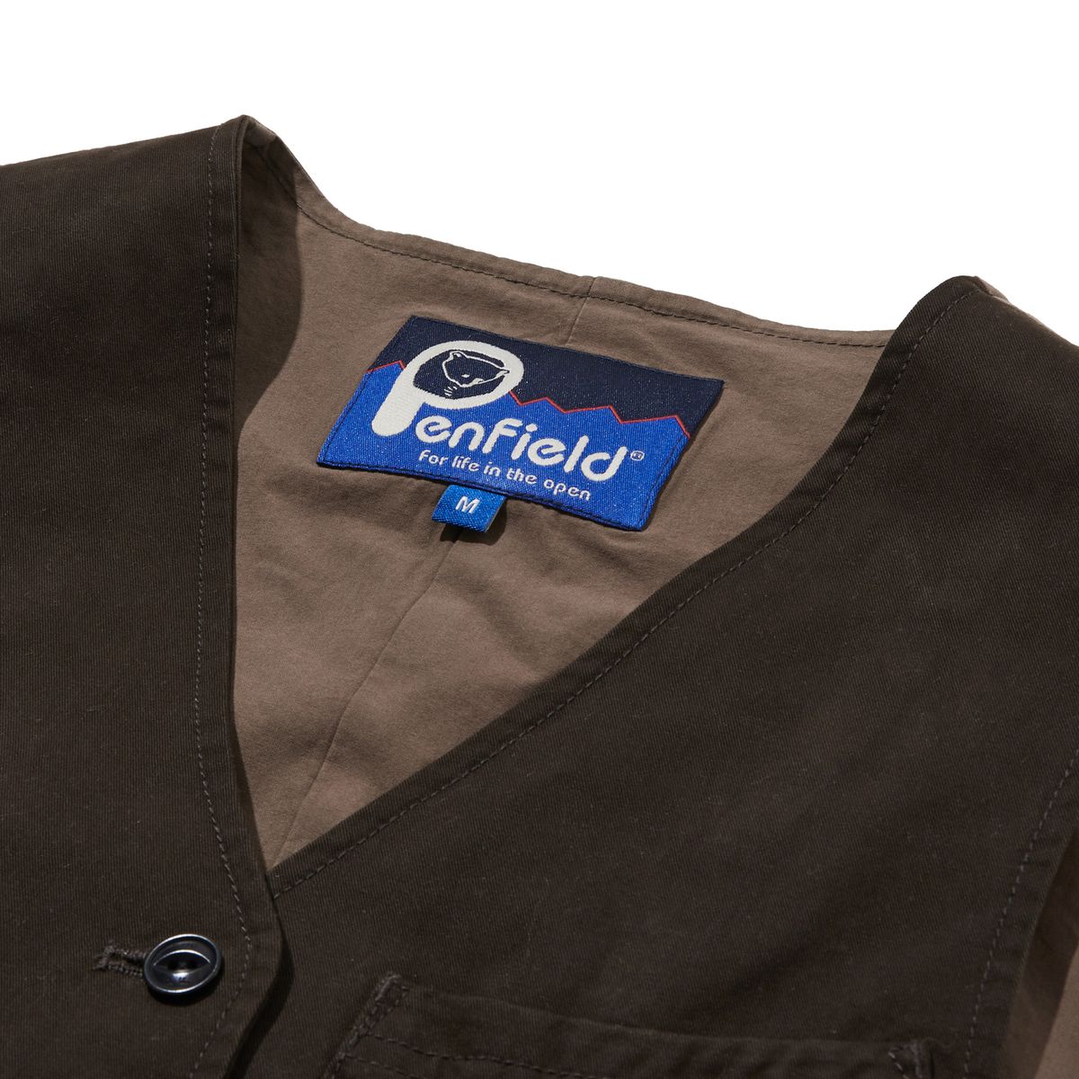 펜필드(PENFIELD) 우먼즈 시그니처 페이디드 코튼 메디발 베스트 브라운_FR2WV03F