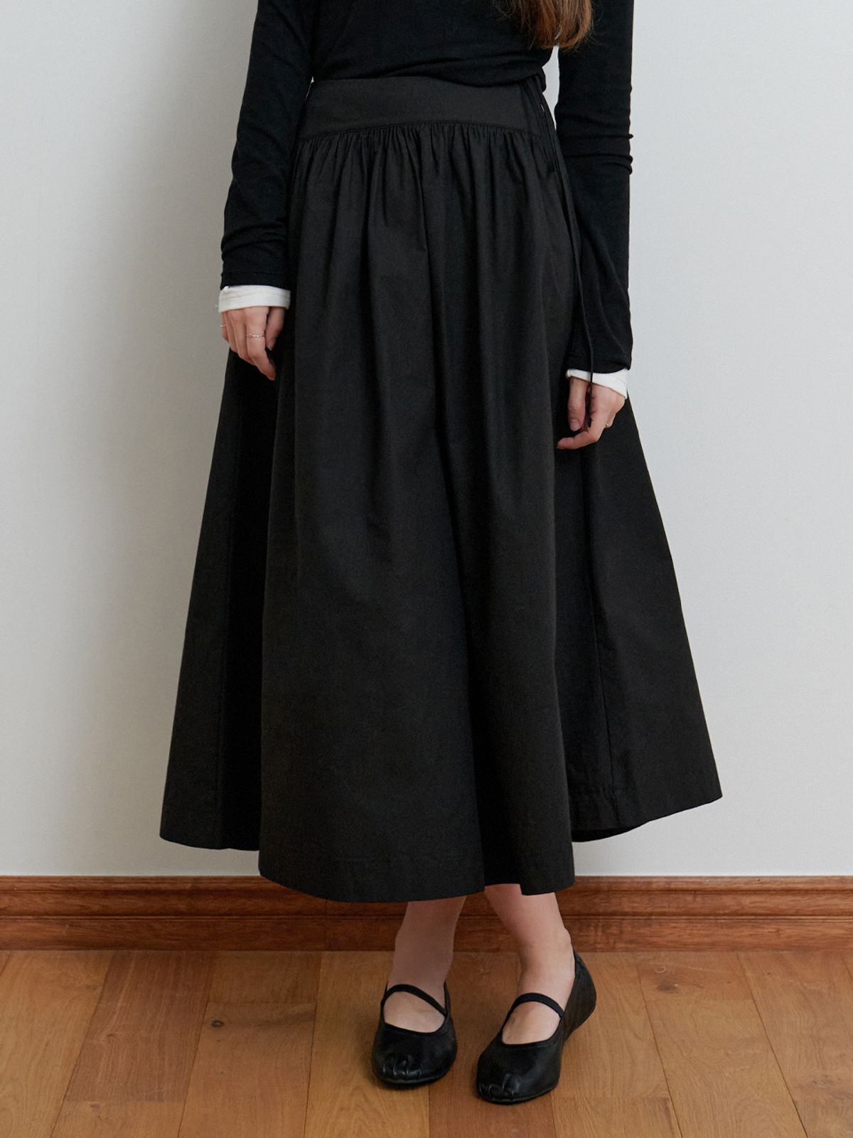 리엘(RE L) Heidi shirring skirt (black)