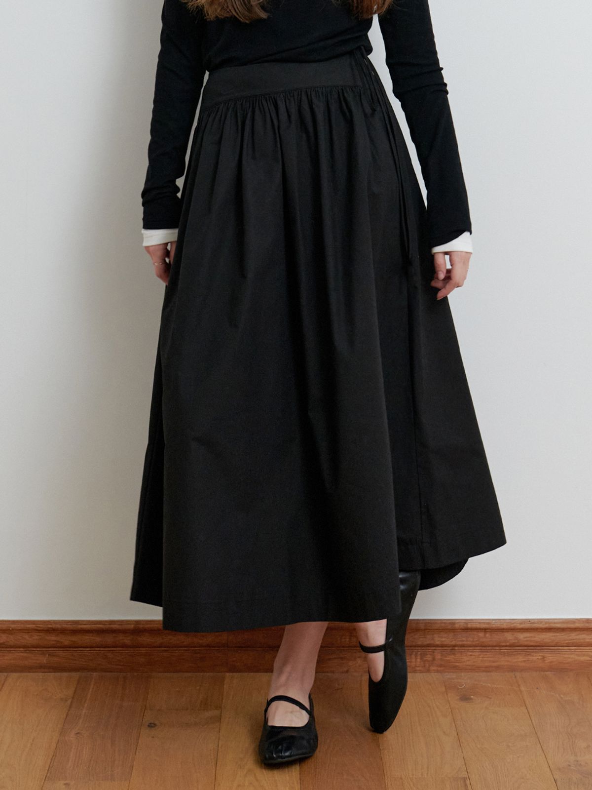 리엘(RE L) Heidi shirring skirt (black)